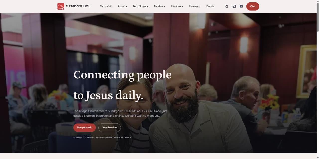 Screenshot of the The Bridge Church website