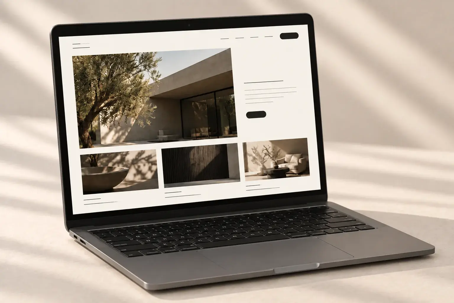 Illustration of a laptop showing a photo-led website layout